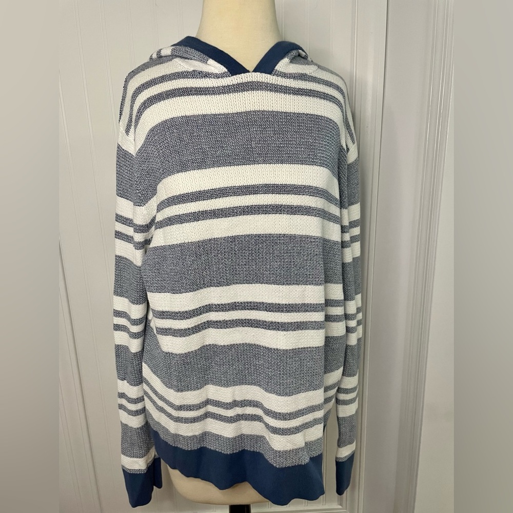 Express Hooded Blue Striped Sweater XL
